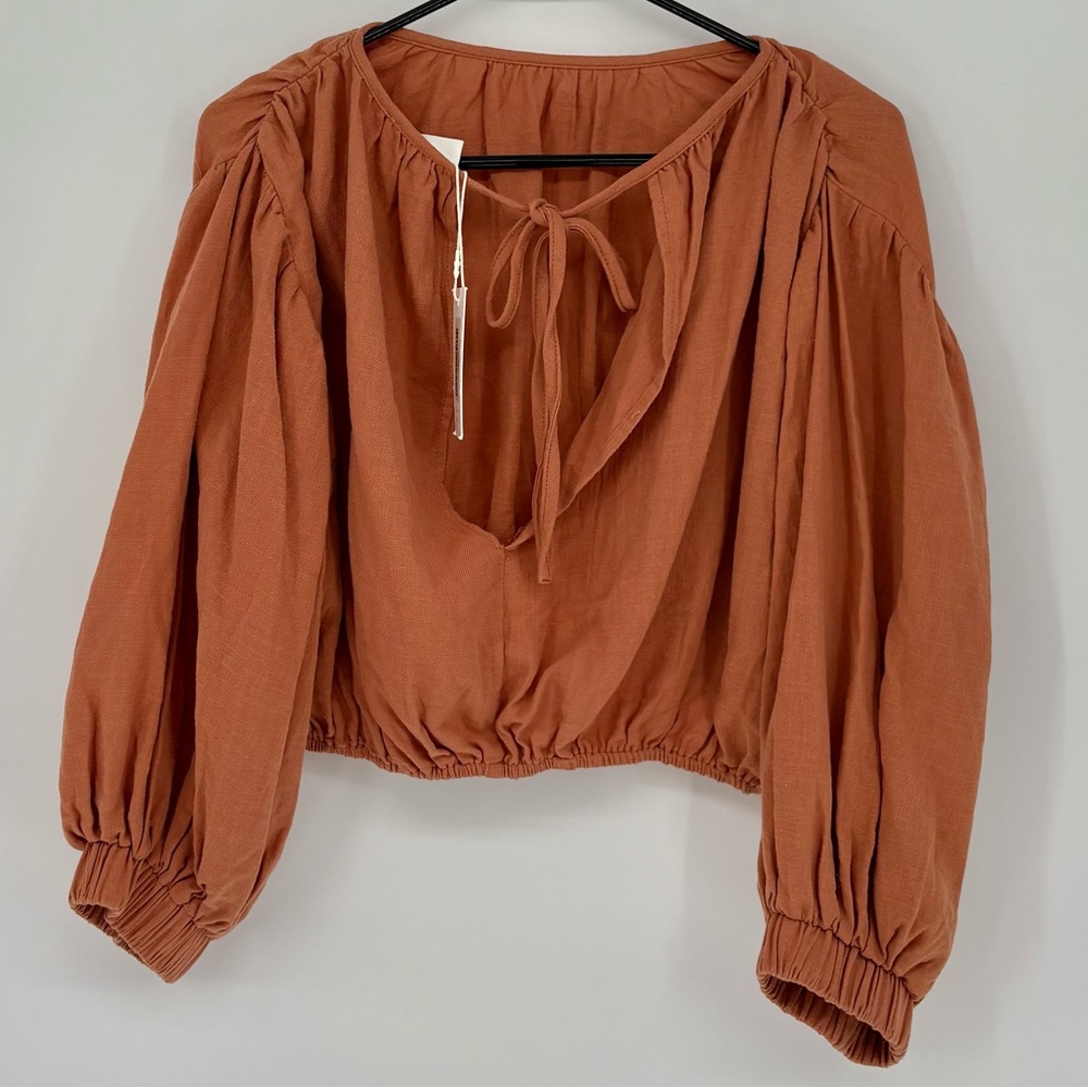 GIRL AND THE SUN EMORY QUARTER LENGTH PUFF SLEEVE CROP TOP - Picture 5 of 13